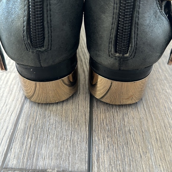 Jeffrey Campbell Everly black leather cut out buckle booties with back zipper - Picture 6 of 12